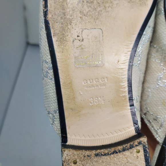 Gucci Cream and Silver Mules with Gold Detail - Picture 10 of 12